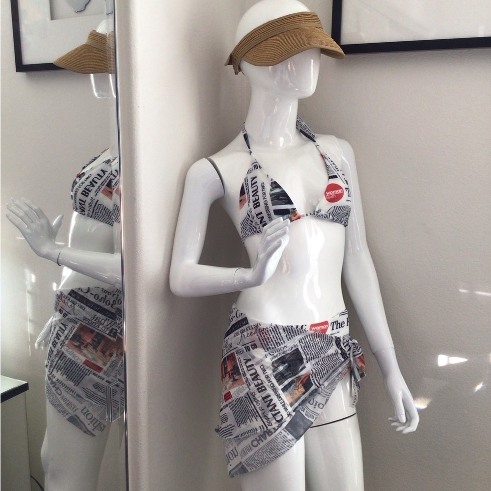 Newspaper Fashion Print 4 Piece multifunctional Bikini Set